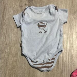 Baby Short Sleeve Bodysuit - White and Brown